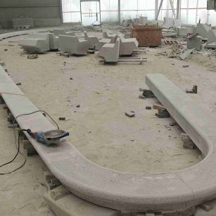 呼和浩特 芝麻白花岗岩弧形花坛石，坐凳石