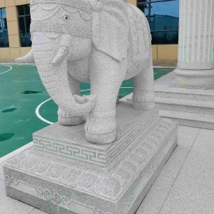 呼和浩特 白麻花岗岩动物异形石雕-大象