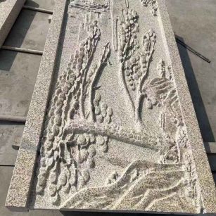 呼和浩特 黄金麻雕刻板浮雕迎客松