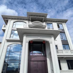 呼和浩特白麻别墅外墙干挂石材效果示例