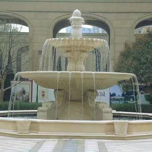 呼和浩特 黄金麻花岗岩异型加工——户外庭院石雕流水喷泉